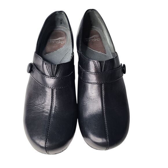 Dansko Women's Solstice Black Leather Slip On Clogs Comfort Shoes Sz 39 US 8.5/9 - Picture 2 of 9